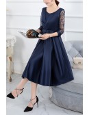 Pleated Elegant Knee Length Wedding Party Dress With Illusion Sleeves