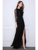 Elegant A-Line Lace Chiffon Long Evening Dress With Split