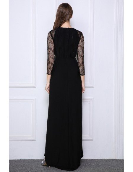 Elegant A-Line Lace Chiffon Long Evening Dress With Split #CK520 $96 ...