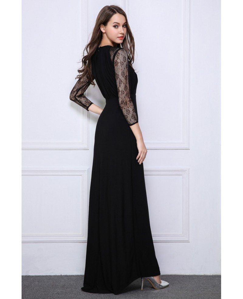 Elegant A-Line Lace Chiffon Long Evening Dress With Split #CK520 $96 ...
