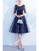 Sparkly Sequins Knee Length Party Dress With Sleeves