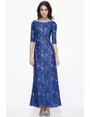 Fashionable Royal Blue Long Lace 1/2 Sleeved Dress