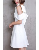 Little White Short Homecoming Graduation Dress With Cold Shoulder