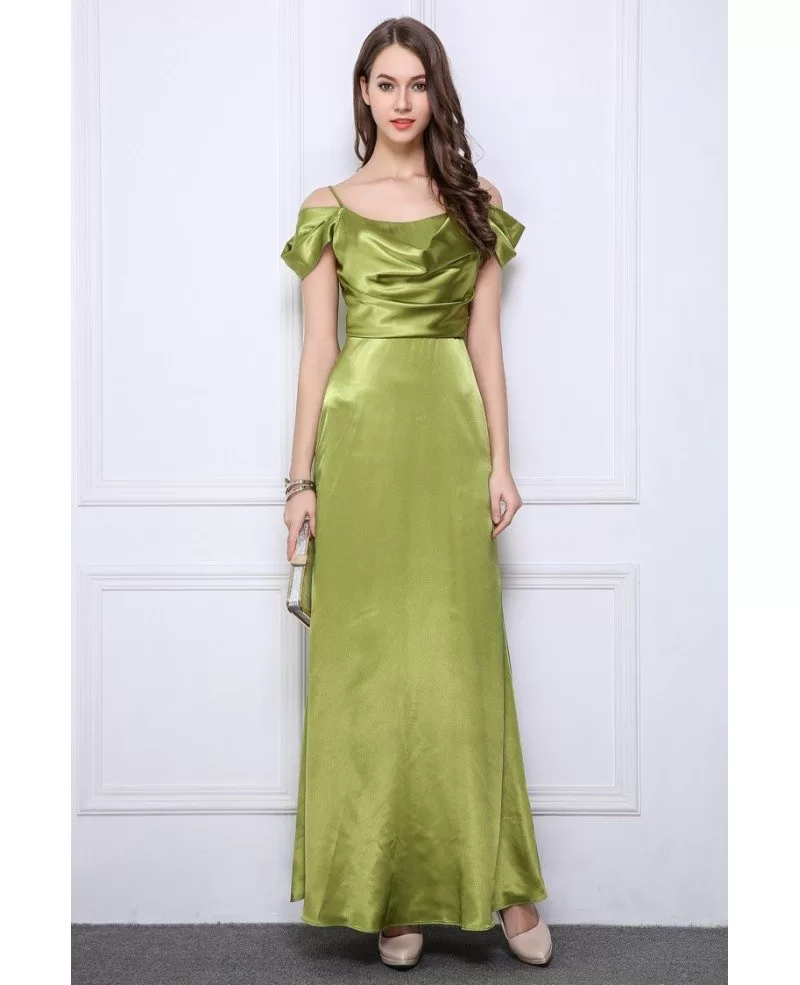 A-Line Satin Ruffle Sleeve Evening Dresses Maxi Formal Gowns with Sequin Bodice