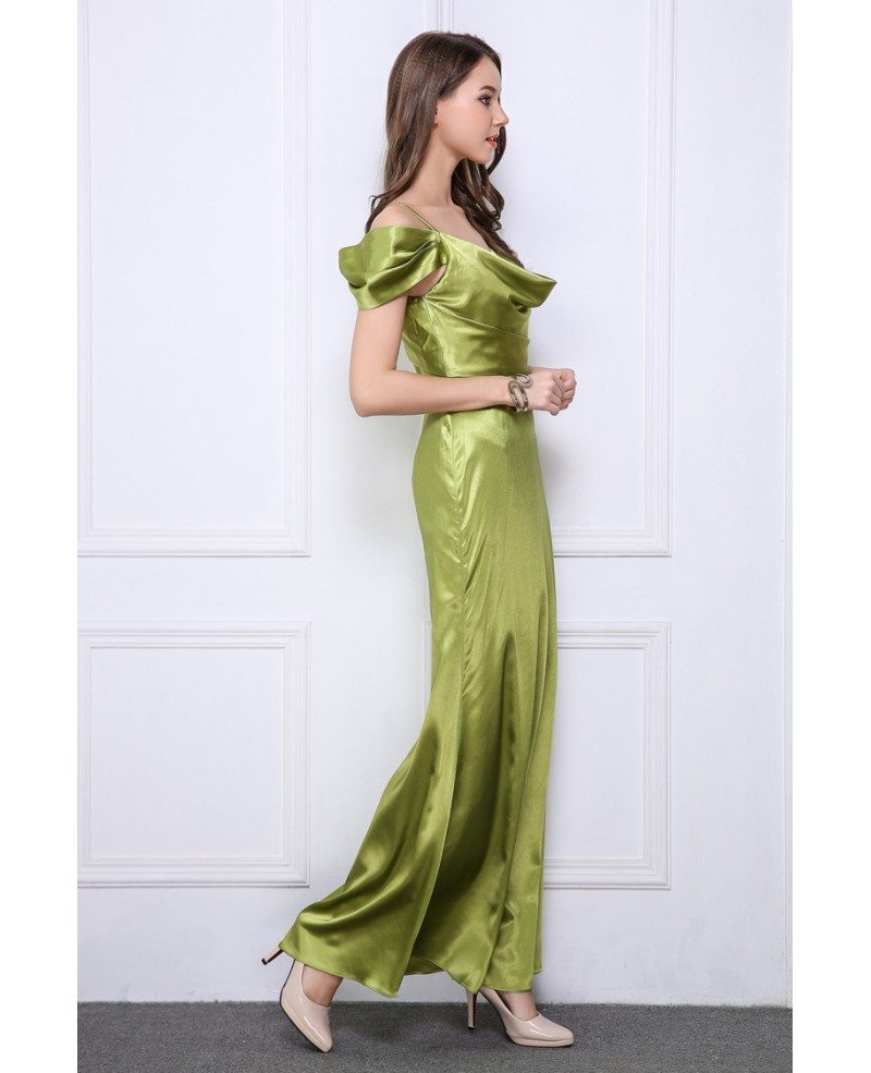 Elegant A-Line Satin Long Evening Dress With Ruffle #CK514 $84.1 ...