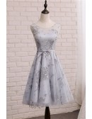Modest Aline Grey Homecoming Dress Sleeveless With Keyhold Back