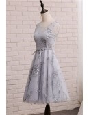 Modest Aline Grey Homecoming Dress Sleeveless With Keyhold Back