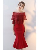 Gorgeous Fishtail Tight Knee Length Party Dress Off Shoulder