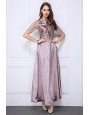Elegant A-Line Satin Long Evening Dress With Sequins
