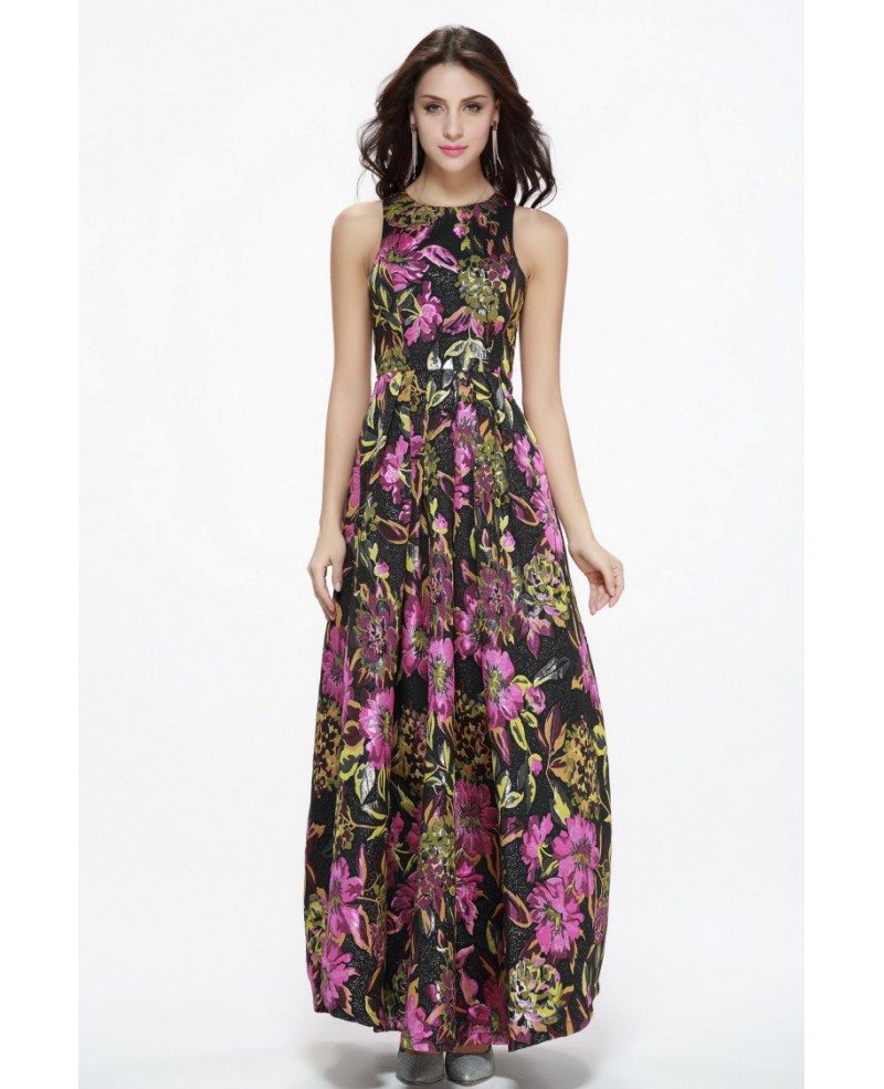 Vintage Fashion Floral Printed Maxi Long High Neck Dress #CK334 $97.7 ...
