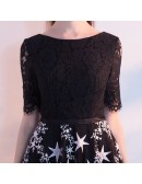 Cute Stars Tulle Knee Length Homecoming Party Dress With Lace Short Sleeves