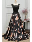 Floral Printed Short Black Homecoming Dress Sleeveless