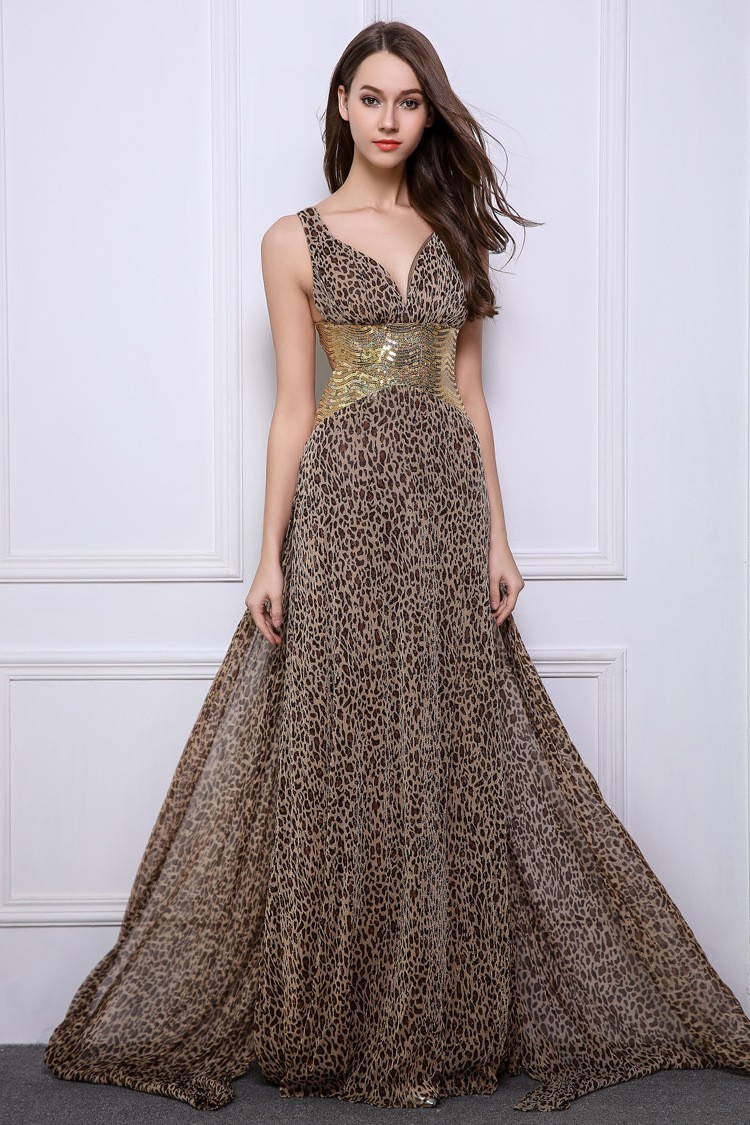 Stylish Sheath V-neck Leopard Print Wedding Guest Dresses #CK524 $82.4 ...
