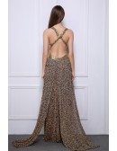 Stylish Sheath V-neck Leopard Print Wedding Guest Dresses