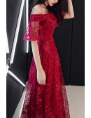 Burgundy Aline Long Prom Dress Asymmetrical Straps