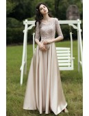 Elegant Vneck Half Sleeve Aline Long Bridesmaid Dress