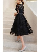 Aline Lace Knee Length Party Dress With Half Sleeves