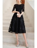 Aline Lace Knee Length Party Dress With Half Sleeves