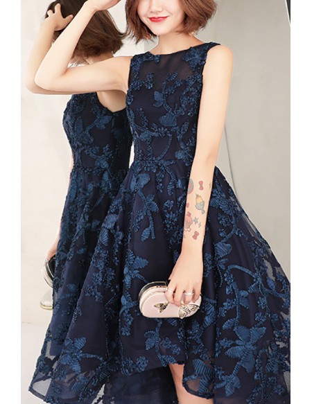 Sleeveless High Low Lace Homecoming Party Dress