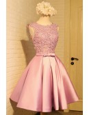 Gorgeous Lace Pleated Homecoming Dress Round Neck Sleeveless
