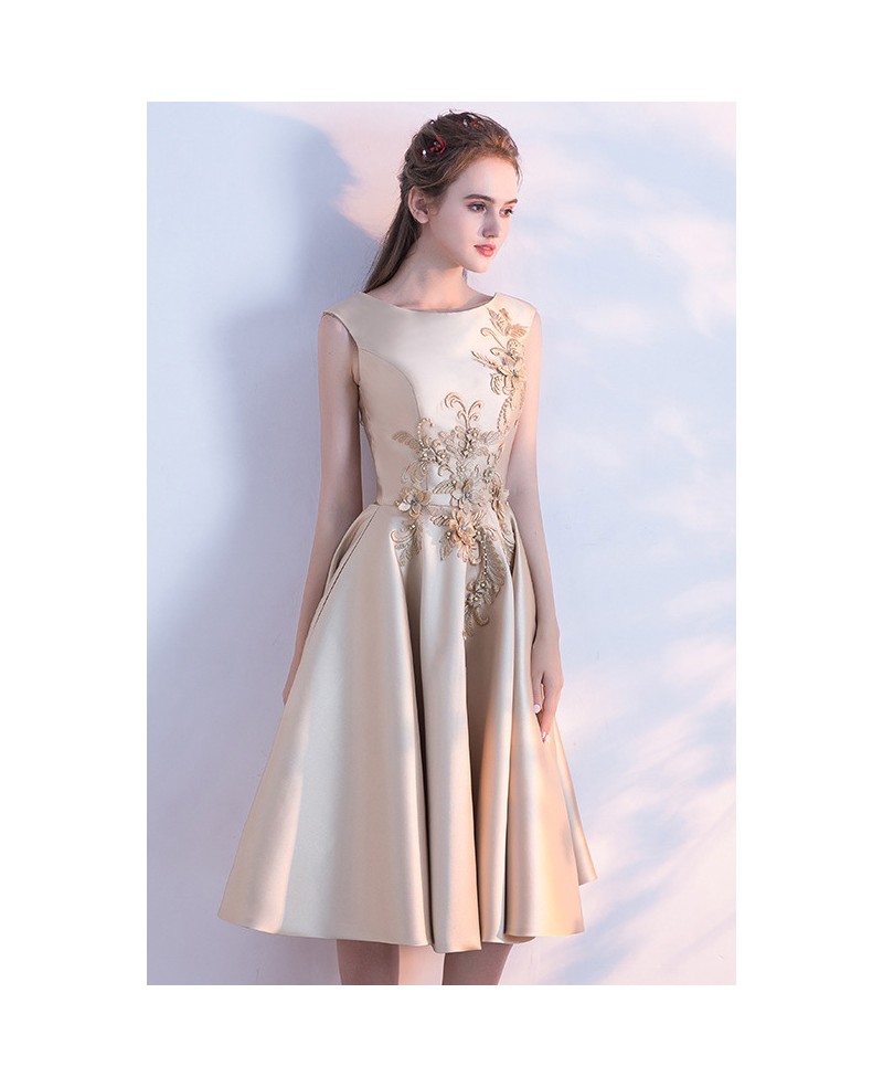Elegant Champagne Wedding Party Dress With Embroidery #J1471 - GemGrace.com