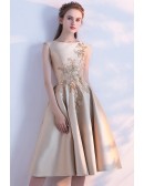 Elegant Champagne Wedding Party Dress With Embroidery