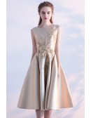 Elegant Champagne Wedding Party Dress With Embroidery