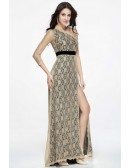 Sexy One Shoulder Lace Long Evening Dress With Front Split