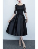 Lace Round Neck Formal Wedding Guest Dress With Half Sleeves