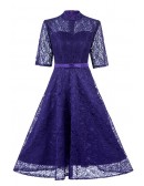 Popular Lace Tea Length Party Dress With Split Sleeves 9 Colors