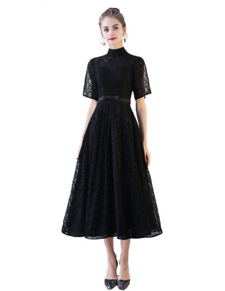 Popular Lace Tea Length Party Dress With Split Sleeves 9 Colors