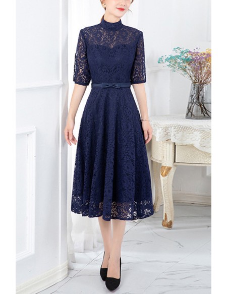 Popular Lace Tea Length Party Dress With Split Sleeves 9 Colors #J1452 ...