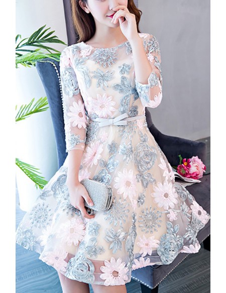 Sleeveless Elegant Summer Short Wedding Guest Dress With Flowers