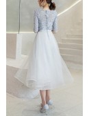 Grey Aline Puffy Tulle Midi Homecoming Party Dress