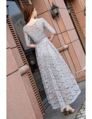 Elegant Lace Aline Fall Wedding Party Dress With Sash