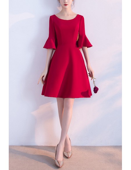 Simple Chic Short Hoco Dress Round Neck With Sleeves