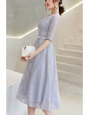 Butterfly Floral Lace Wedding Guest Dress With Sleeves