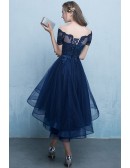 Cute Off Shoulder Cheap Homecoming Dress With Appliques Sleeves