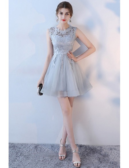 Gorgeous Mini Puffy Tulle Homecoming Dance Dress Lace Sleeveless