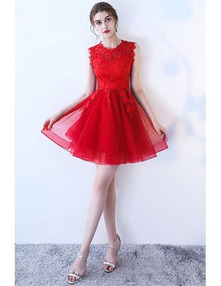 Gorgeous Mini Puffy Tulle Homecoming Dance Dress Lace Sleeveless