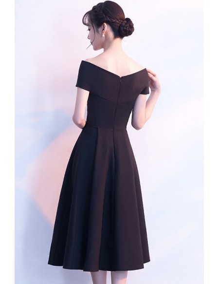 Simple Little Black Midi Party Dress #J1422 - GemGrace.com