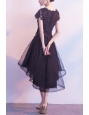 Black High Low Puffy Homecoming Dress With Bow Knot