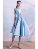 Sky Blue Elegant Homecoming Party Dress With Embroidery