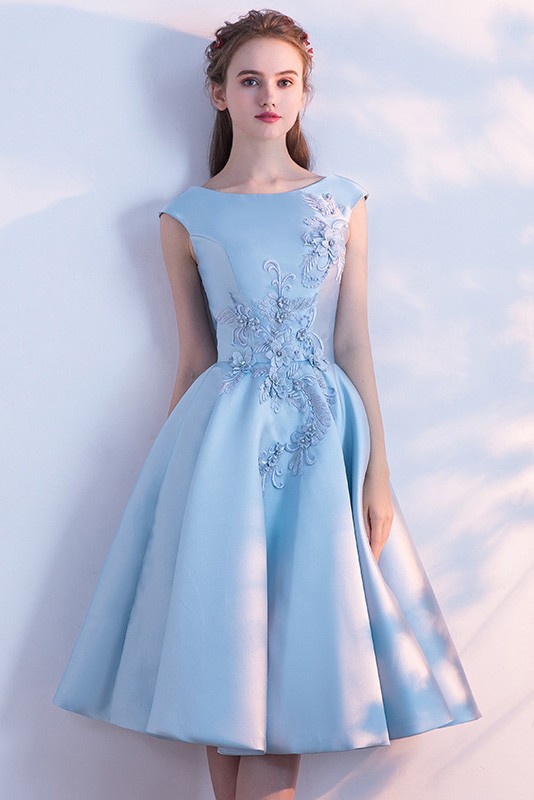 Sky Blue Elegant Homecoming Party Dress With Embroidery #J1489 ...