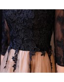 Black Lace And Tulle Modest Hoco Dress Parties With Lace Sleeves