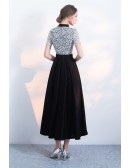 Black And White Lace Retro Party Dress With Short Sleeves