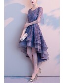 Elegant Fall Formal Long Wedding Guest Dress With Lace Sheer Sleeves