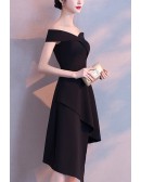 Simple Chic Little Black Semi Formal Dress With Off Shoulder