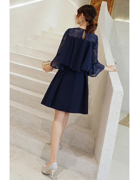 Casual Aline Summer Wedding Guest Dress With Lace Long Sleeves
