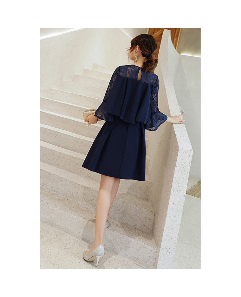 Casual Aline Summer Wedding Guest Dress With Lace Long Sleeves J1572